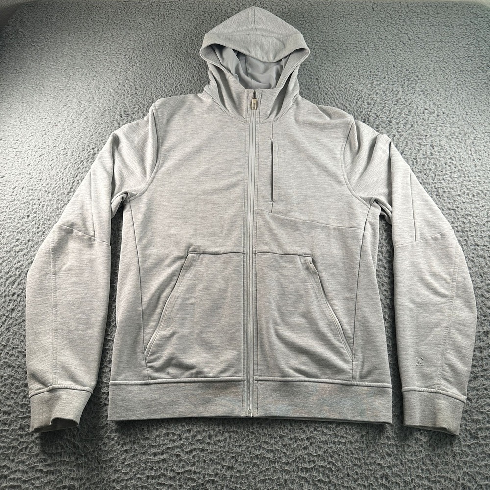 Lululemon City Sweat Hoodie Mens M‎ Light Gray Full Zip Jacket Activewear